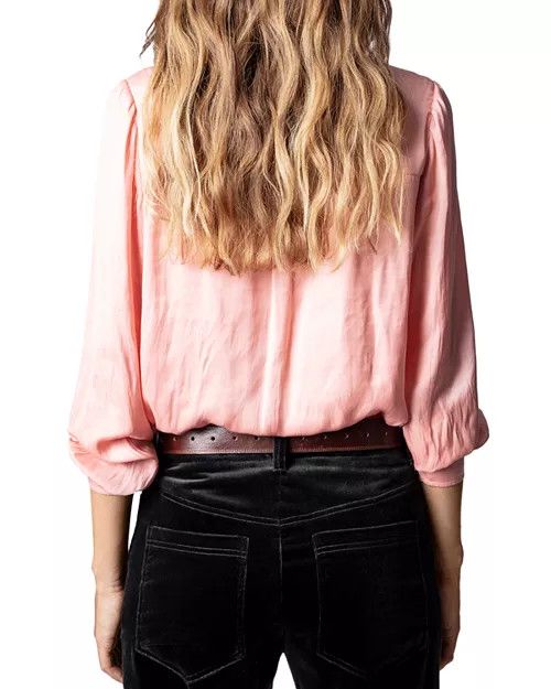 Zadig & Voltaire Zadig & Voltaire Tie-Neck Top Rose Taos Satin Blouse Size M / US 6-8 / IT 42-44 - 3 Thumbnail