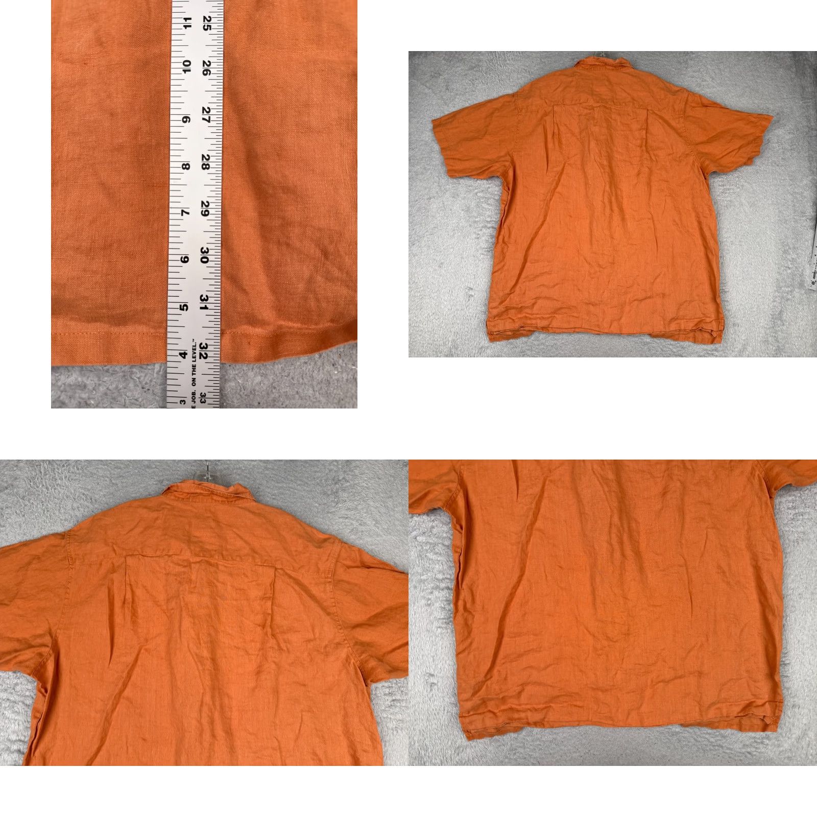 Vintage Linea Uomo Shirt Men XL Big & Tall Orange 100% Linen Hawaiian Button Up Short Sleeve Crew Neck? Size US XL / EU 56 / 4 - 9 Thumbnail