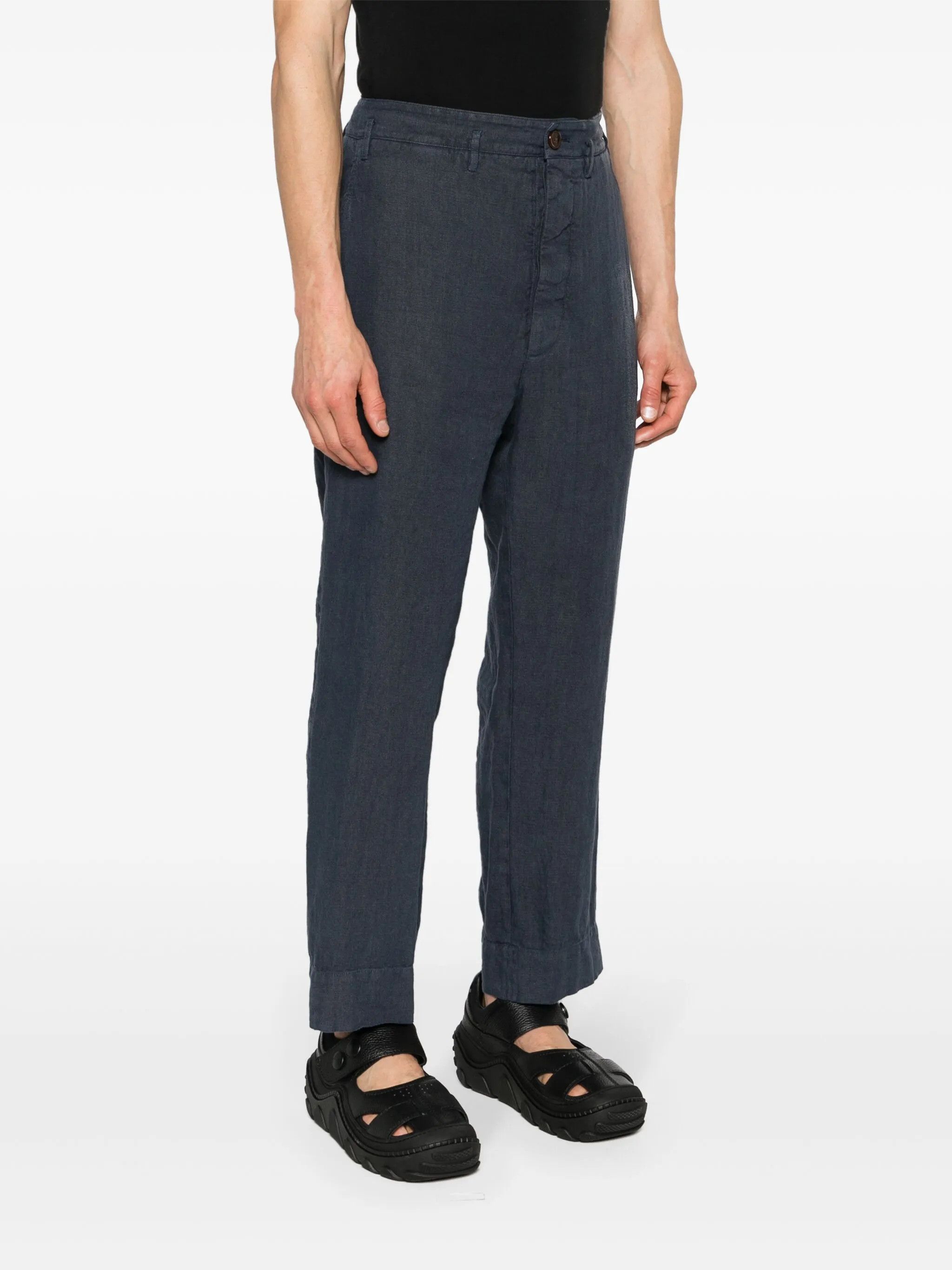 Vivienne Westwood o1f1d3z0525 Cropped Linen Trousers in Navy Blue Size US 38 / EU 54 - 3 Thumbnail