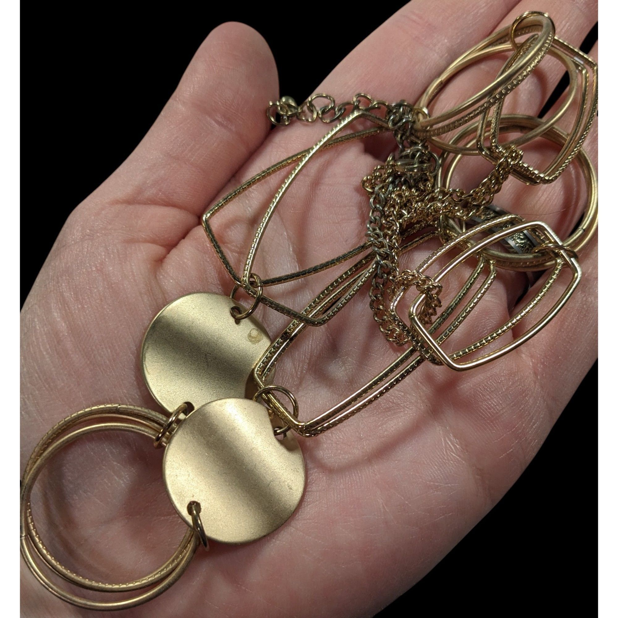 Other Modern Geometric Gold Tone Link And Disc Necklace Size ONE SIZE - 3 Thumbnail