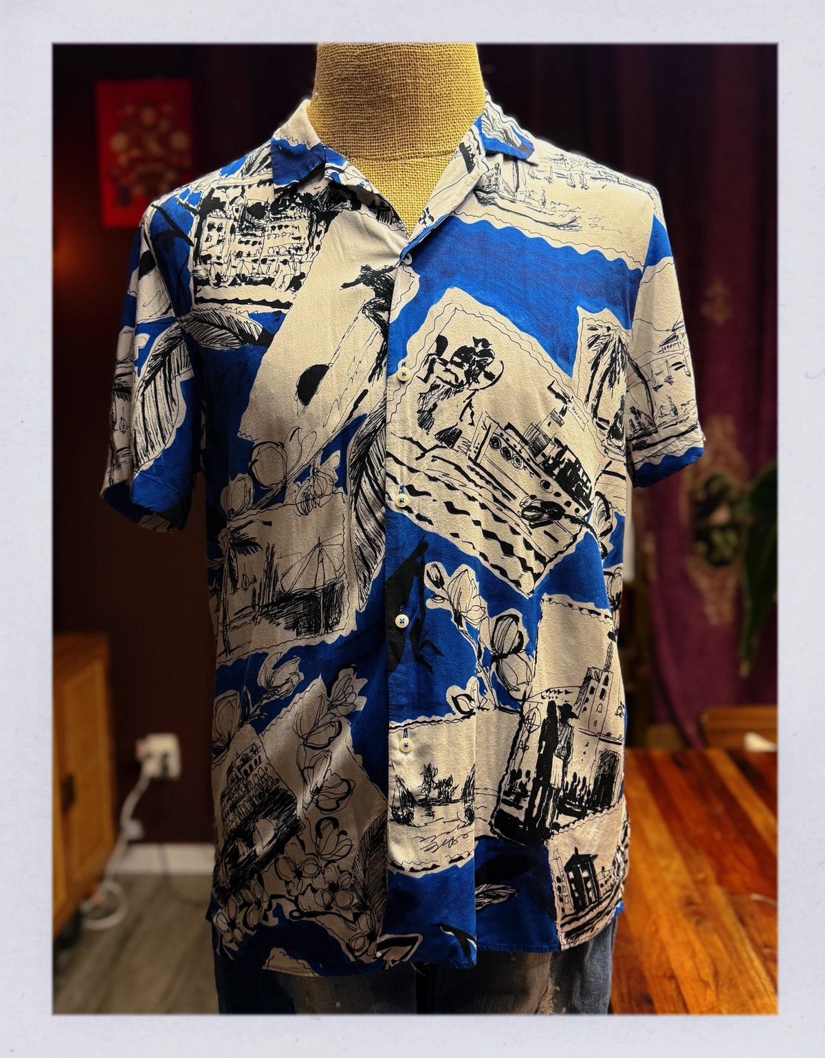 Zara ZARA Illustrated Vintage Postcard Shirt – Size L Size US L / EU 52-54 / 3 - 1 Thumbnail