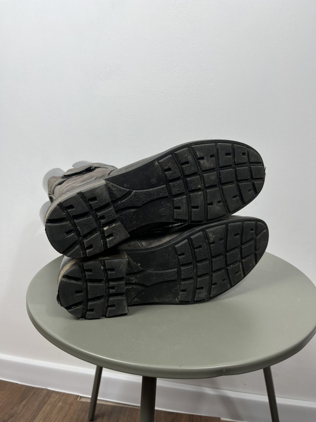 Other Gray Distressed Leather Lace-Up Avant-Garde Boots Size 39 Size US 8.5 / IT 38.5 - 11 Thumbnail