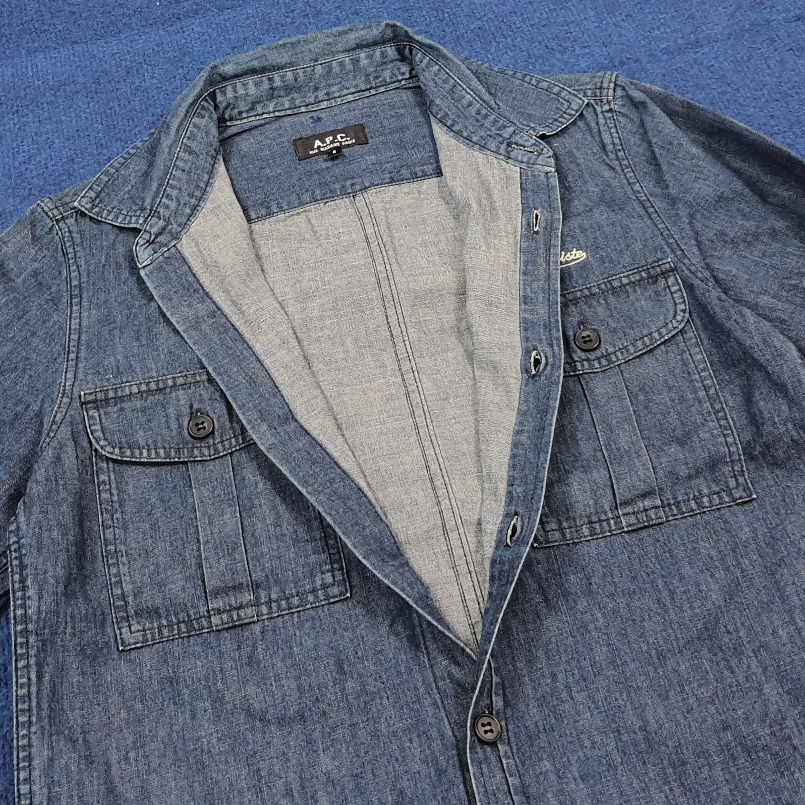 A.P.C. Vintage A.P.C. P.R. Centriste Embroidery Denim Shirt C301N37 Size US XS / EU 42 / 0 - 7 Thumbnail