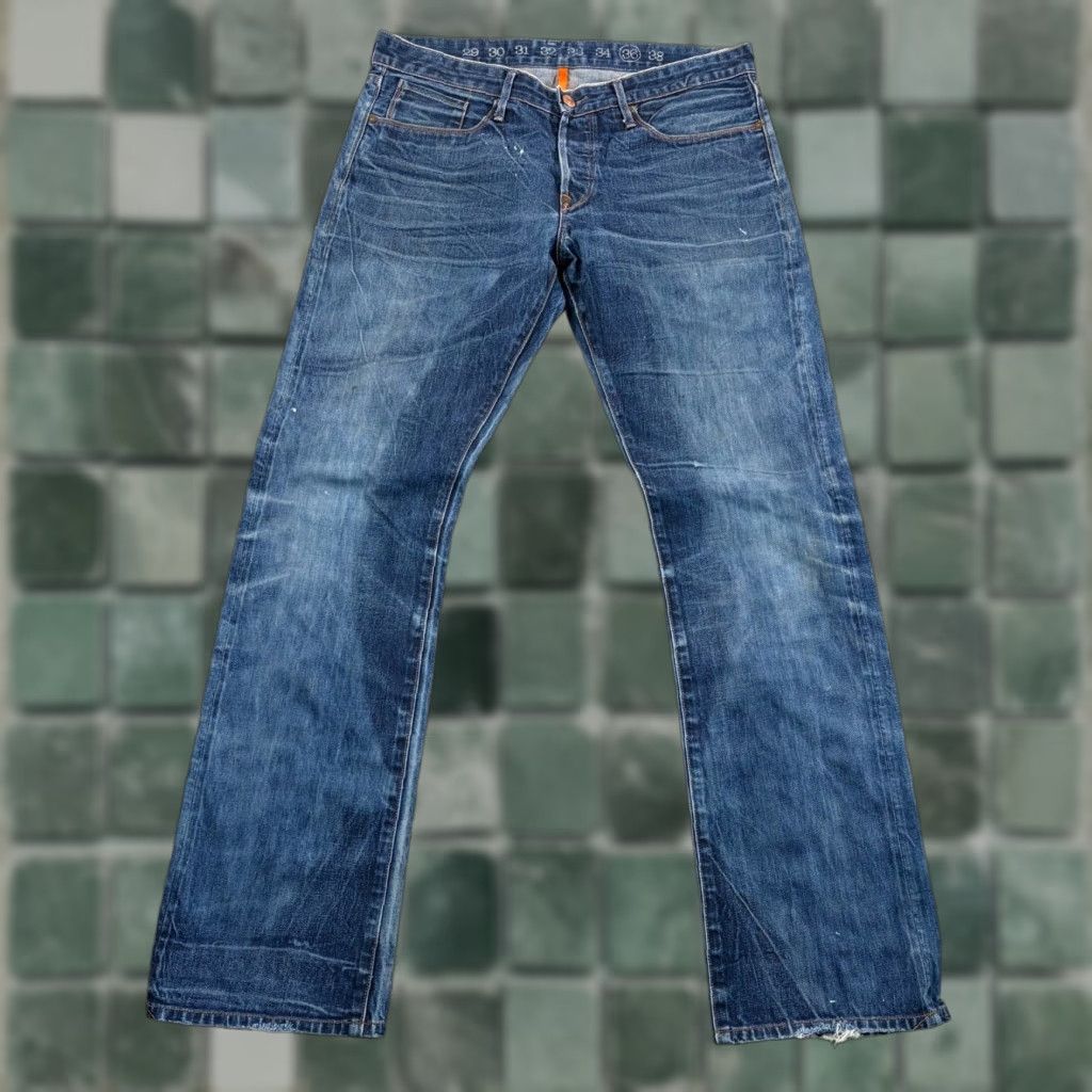 Denime VINTAGE Earnest Sewn Jeans Selvedge Denim Distressed Blue 5-Pocket Straight Regular Mens 36x34 USA Jeans Size US 36 / EU 52 - 1 Thumbnail