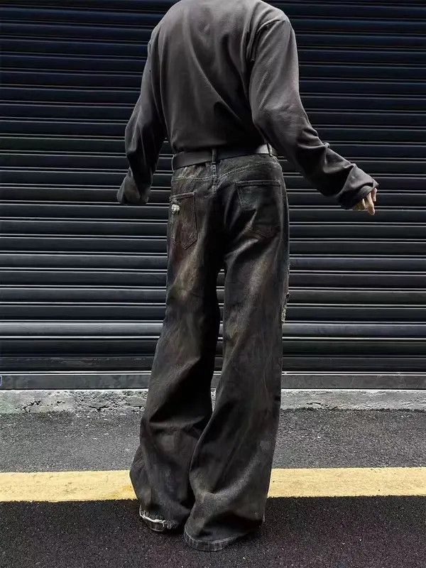 Japanese Brand VIBE Heavy dirty wash ripped high street hip hop jeans Size US 32 / EU 48 - 3 Thumbnail