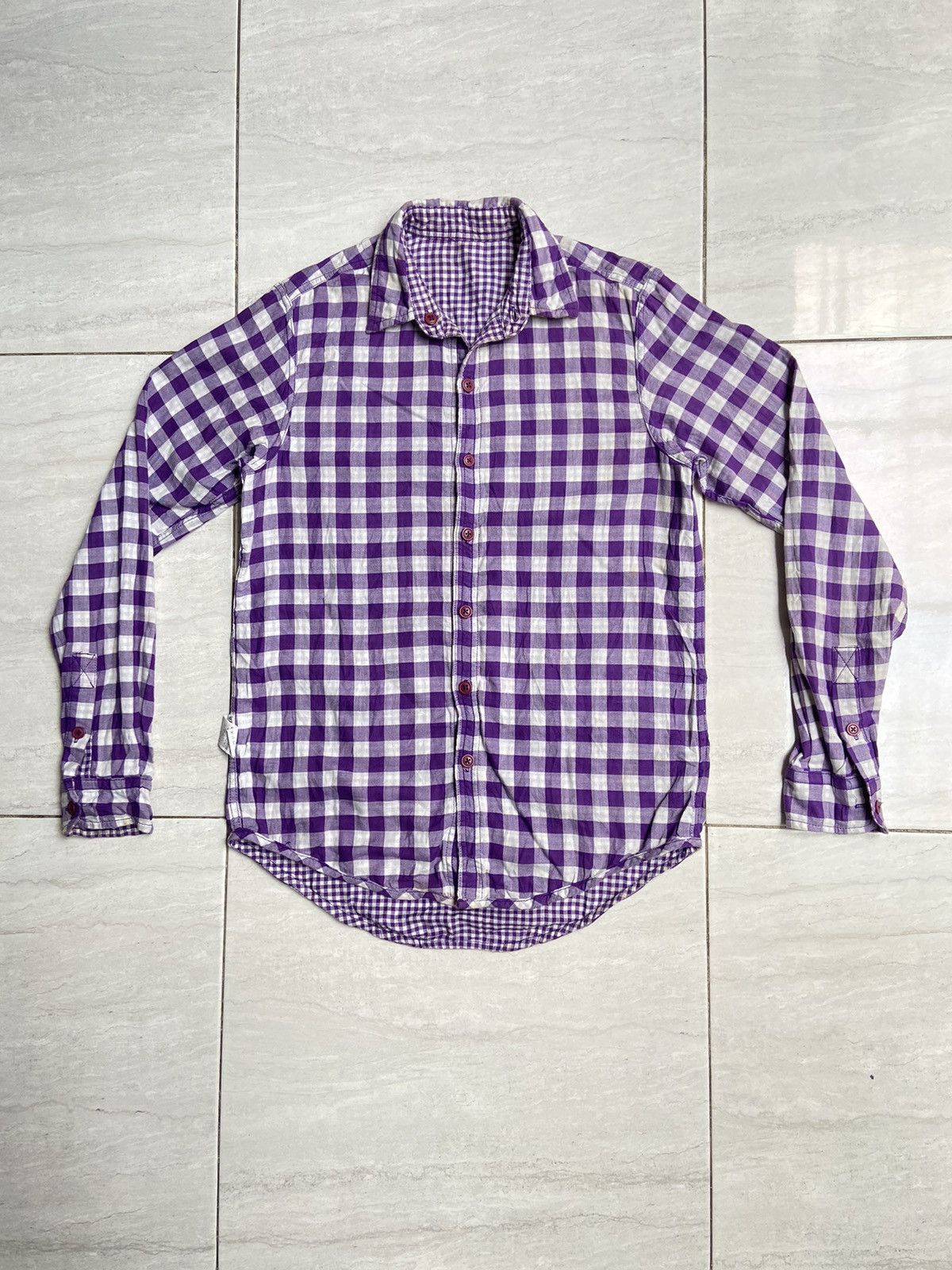 Japanese Brand × Neighborhood × izzue IZZUE Purple Plaid Shirt Size US S / EU 44-46 / 1 - 6 Thumbnail