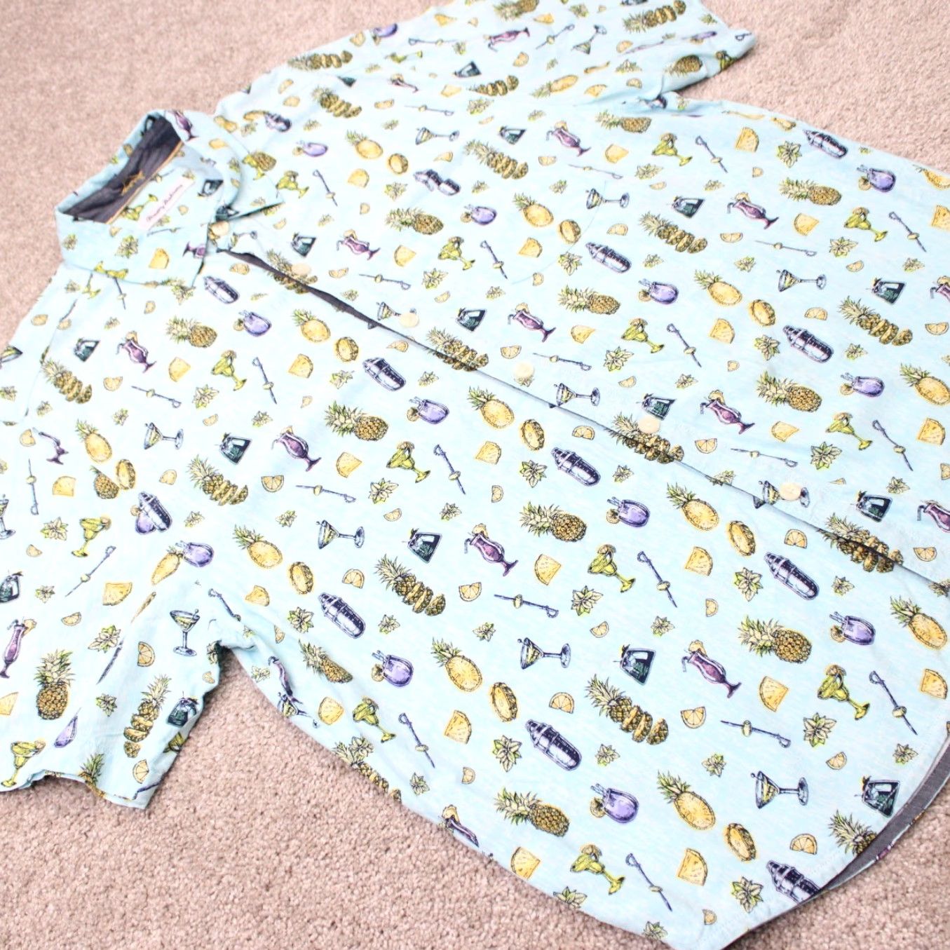 Tommy Bahama Tommy Bahama Shirt Mens Large Blue Cocktails All Over Print Surf Villa S/S Size US L / EU 52-54 / 3 - 5 Thumbnail