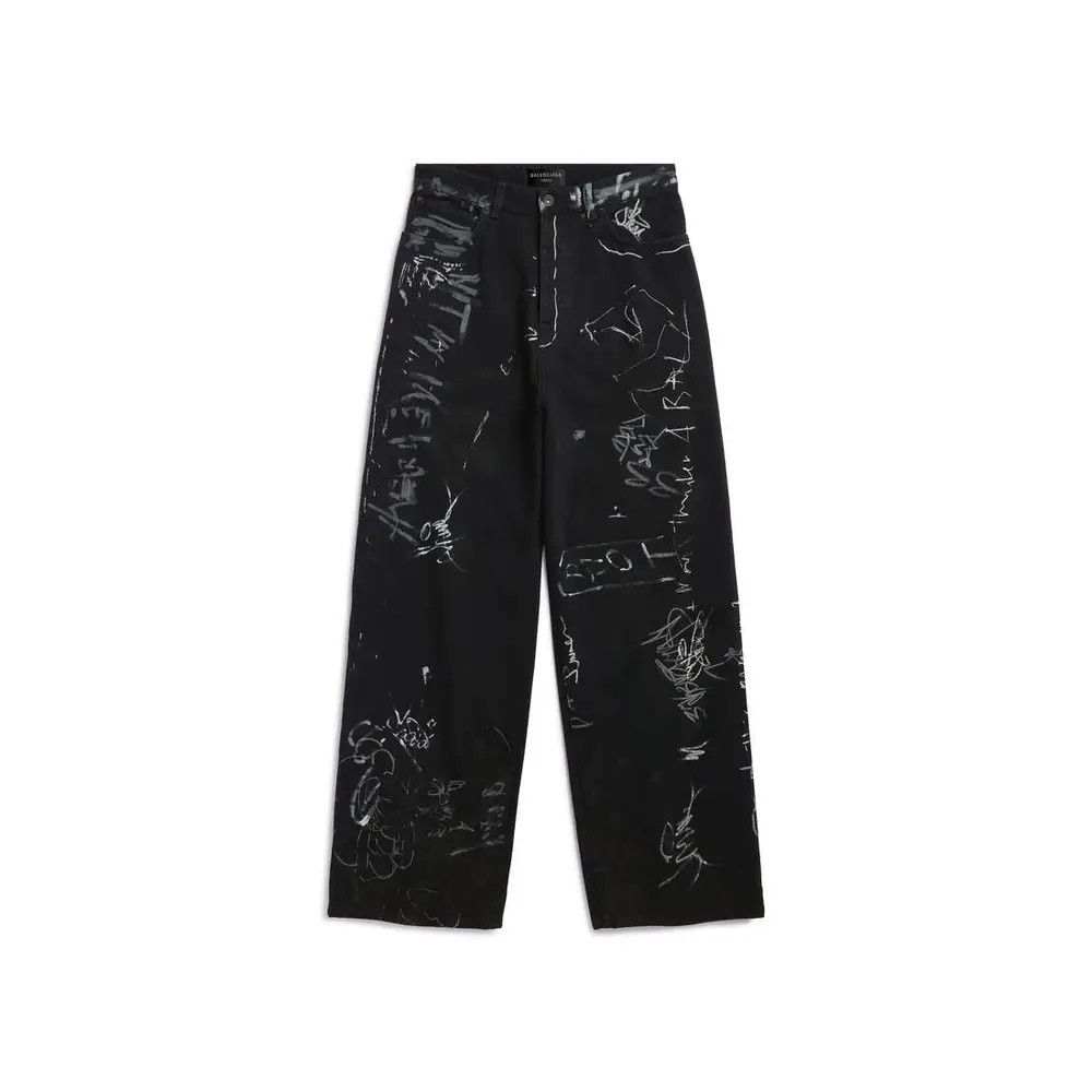 Balenciaga o1mt1gz0325 Soft Black Left Hand Denim Baggy Pants in Black Size US 34 / EU 50 - 1 Preview