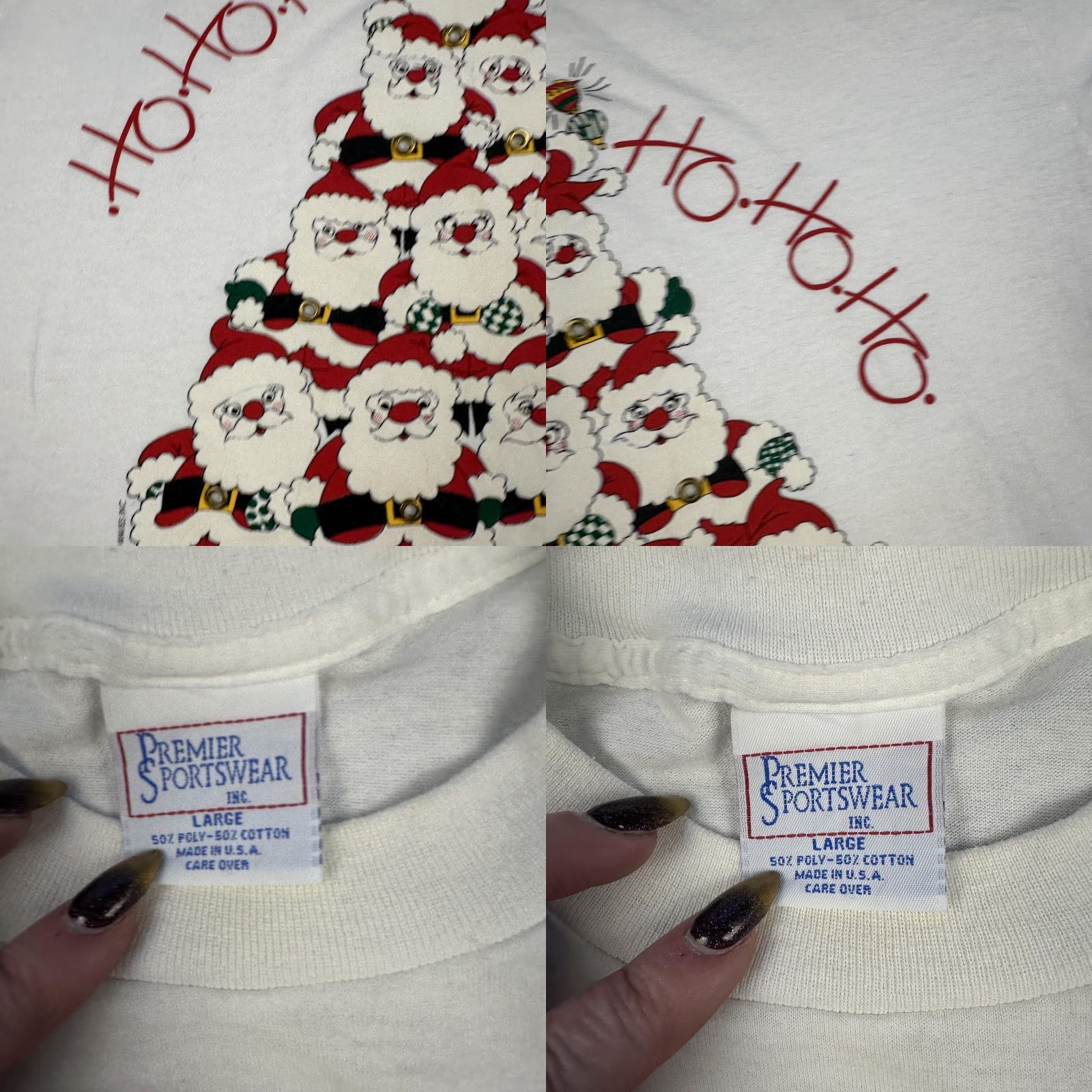 Vintage VINTAGE Santa Ho Ho Ho Shirt Mens Large White 1991 90s Christmas Graphic Print T-Shirt Mens Large White Santa Claus Xmas Vintage Size US L / EU 52-54 / 3 - 8 Thumbnail