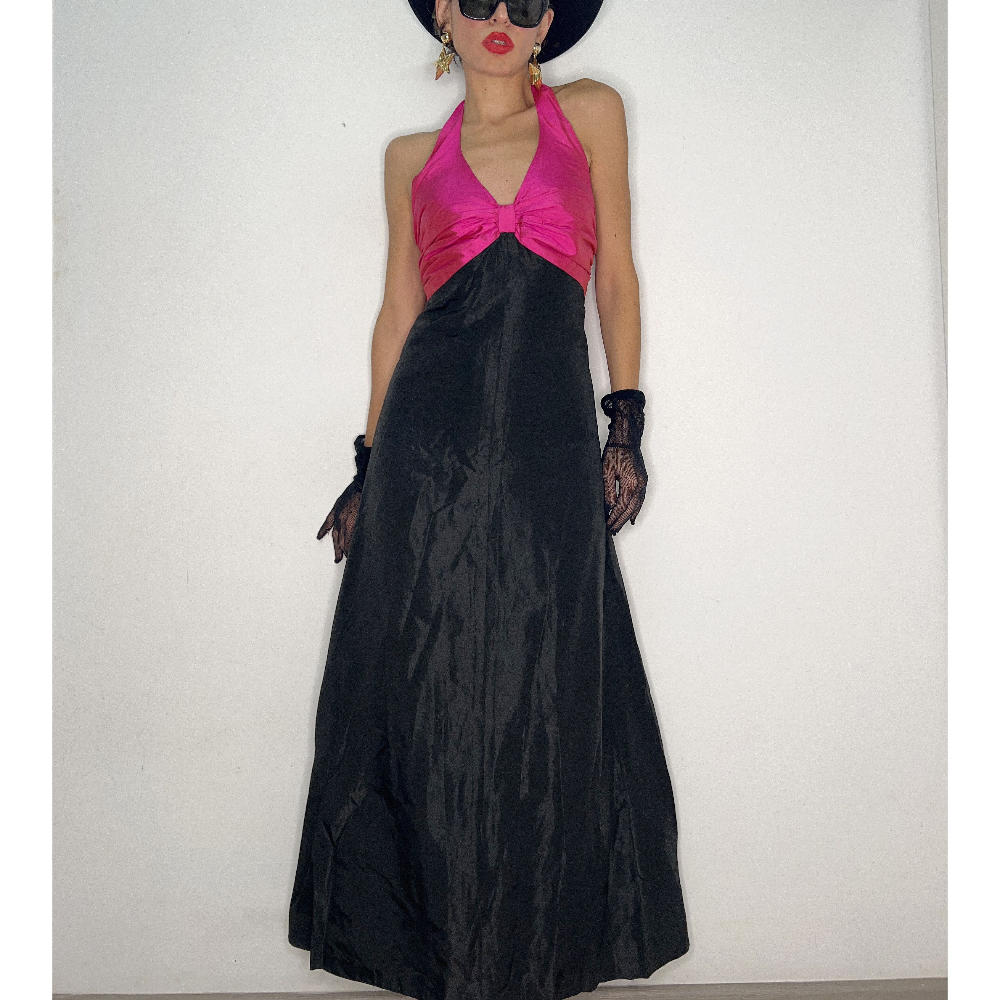 Vintage Vintage taffeta halter backless maxi dress Size M / US 6-8 / IT 42-44 - 1 Thumbnail
