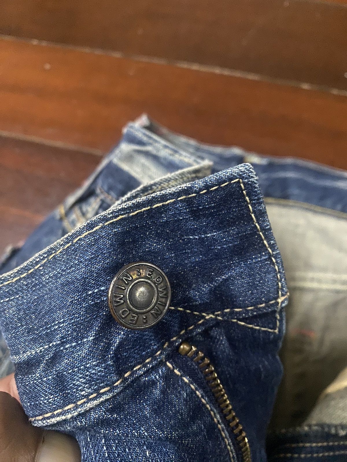 Edwin Rare Vintage Edwin 504 Clawmark Distressed Faded rusty Size US 34 / EU 50 - 12 Thumbnail