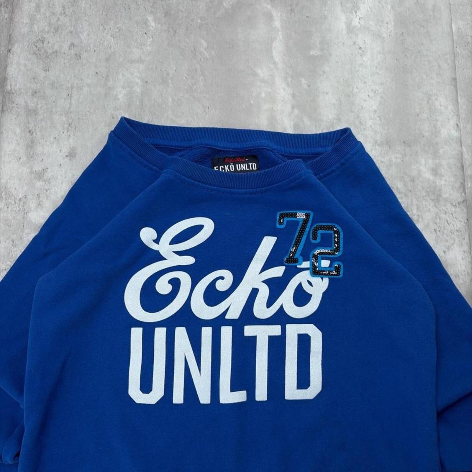 Ecko Unltd. Y2K Blue Ecko Unltd Grunge Skater Crewneck Sweater Size L / US 10 / IT 46 - 3 Thumbnail