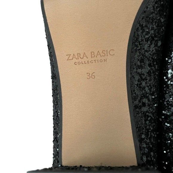 Zara Zara Black Glitter Block Heels - 36/5.5-6US, BNWOTs! 🇵🇹 Size US 6 / IT 36 - 9 Thumbnail