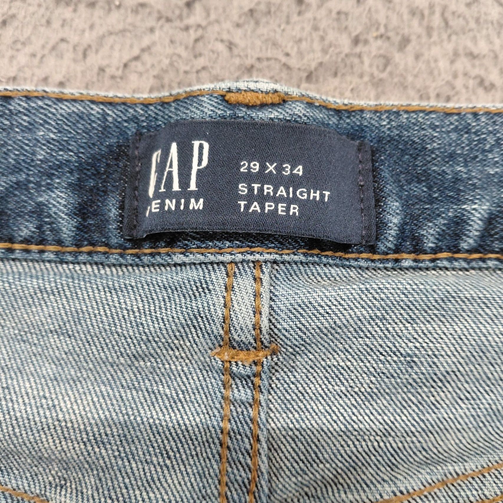 Gap Gap Jeans Men 29x34 Blue Denim Straight Taper Stretch Medium Wash Preppy 5-Pocket Design Regular Fit Jeans Mens Size US 29 - 4 Thumbnail