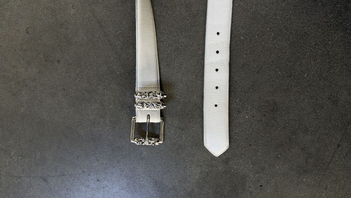 Chrome Hearts RARE! Chrome Hearts White Leather Roller Belt Size 36 - 3 Thumbnail
