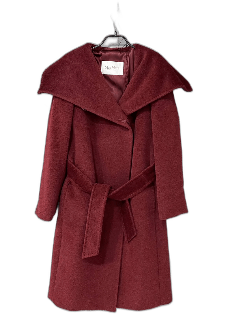 Max Mara Red Alpaca Wool Belted Coat MaxMara Size S / US 4 / IT 40 - 1 Thumbnail