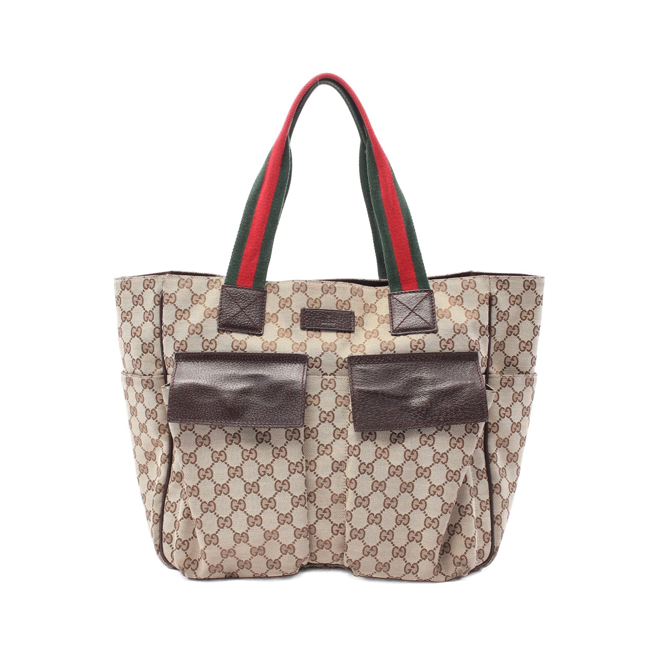 Gucci Gucci Sherry Line Gg Canvas Handbag Tote Bag Leather Beige Brown Size ONE SIZE - 1 Thumbnail