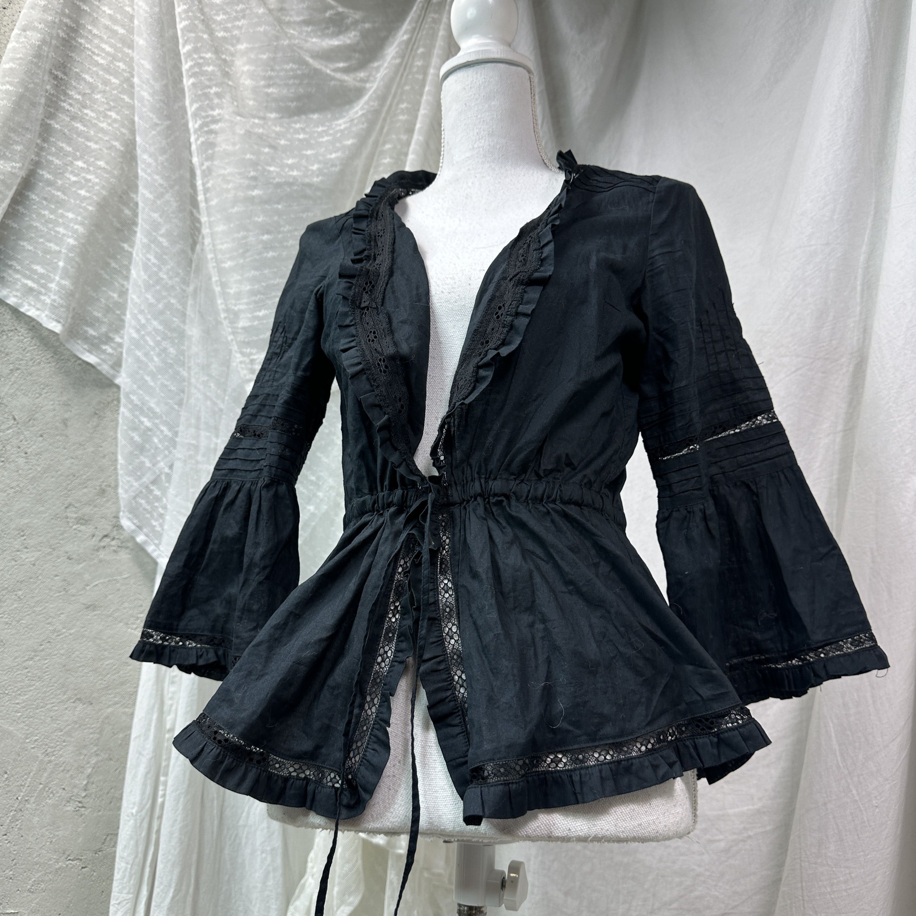 Vintage Vintage Gothic Romantic Sheer Lace Shirt Y2K Size L / US 10 / IT 46 - 2 Thumbnail