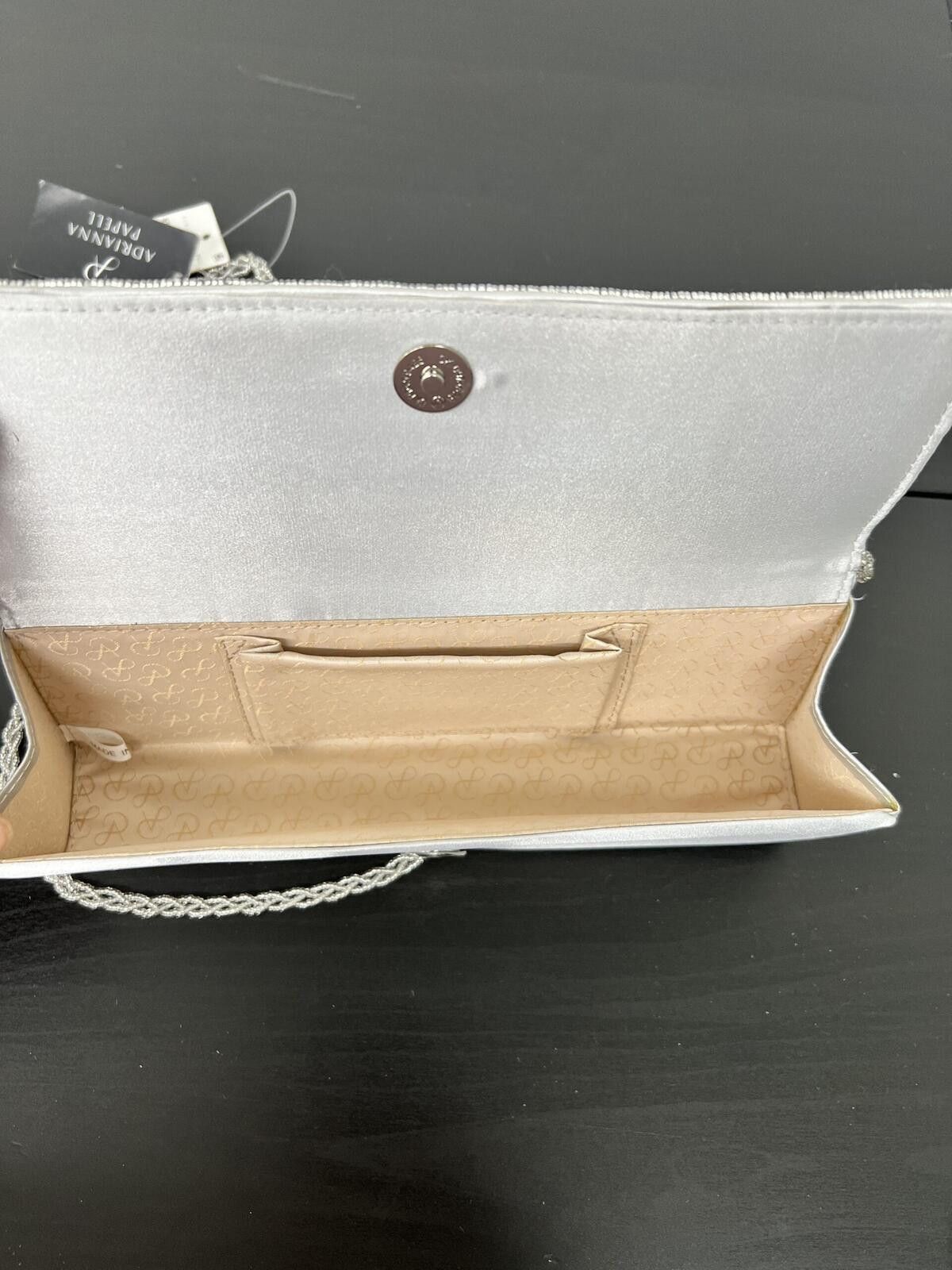 Other Adrianna Papell Silver Noreen Chevron Beaded Flap Clutch Bag Size ONE SIZE - 7 Thumbnail