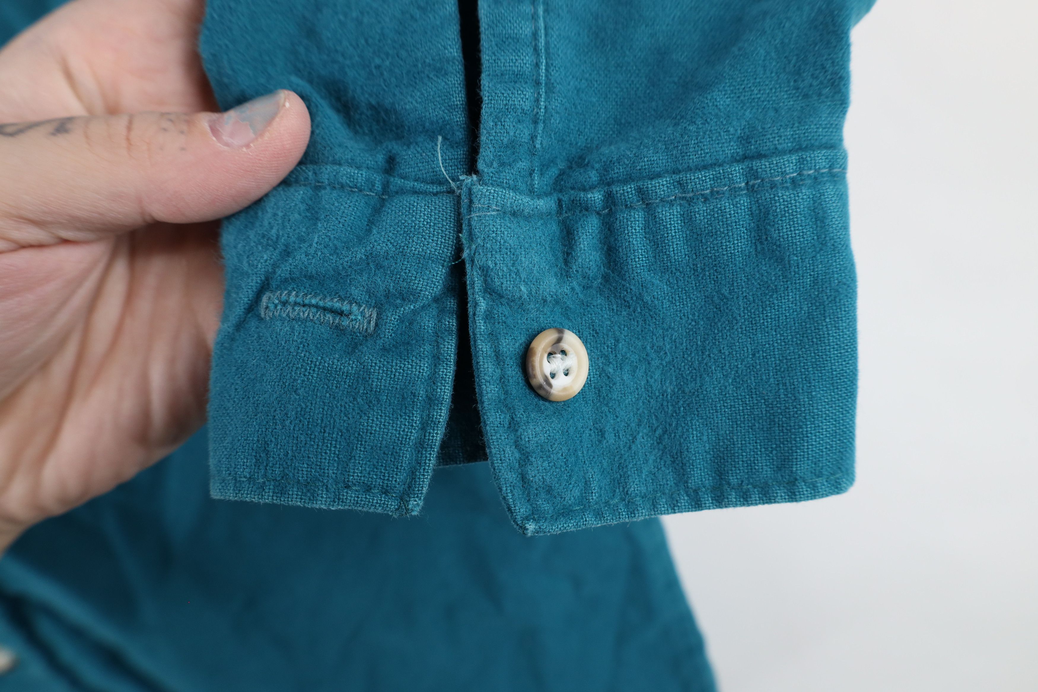 FiveBrother × Vintage Vintage 90s Five Brother Chamois Cloth Button Shirt Teal Size US M / EU 48-50 / 2 - 8 Thumbnail