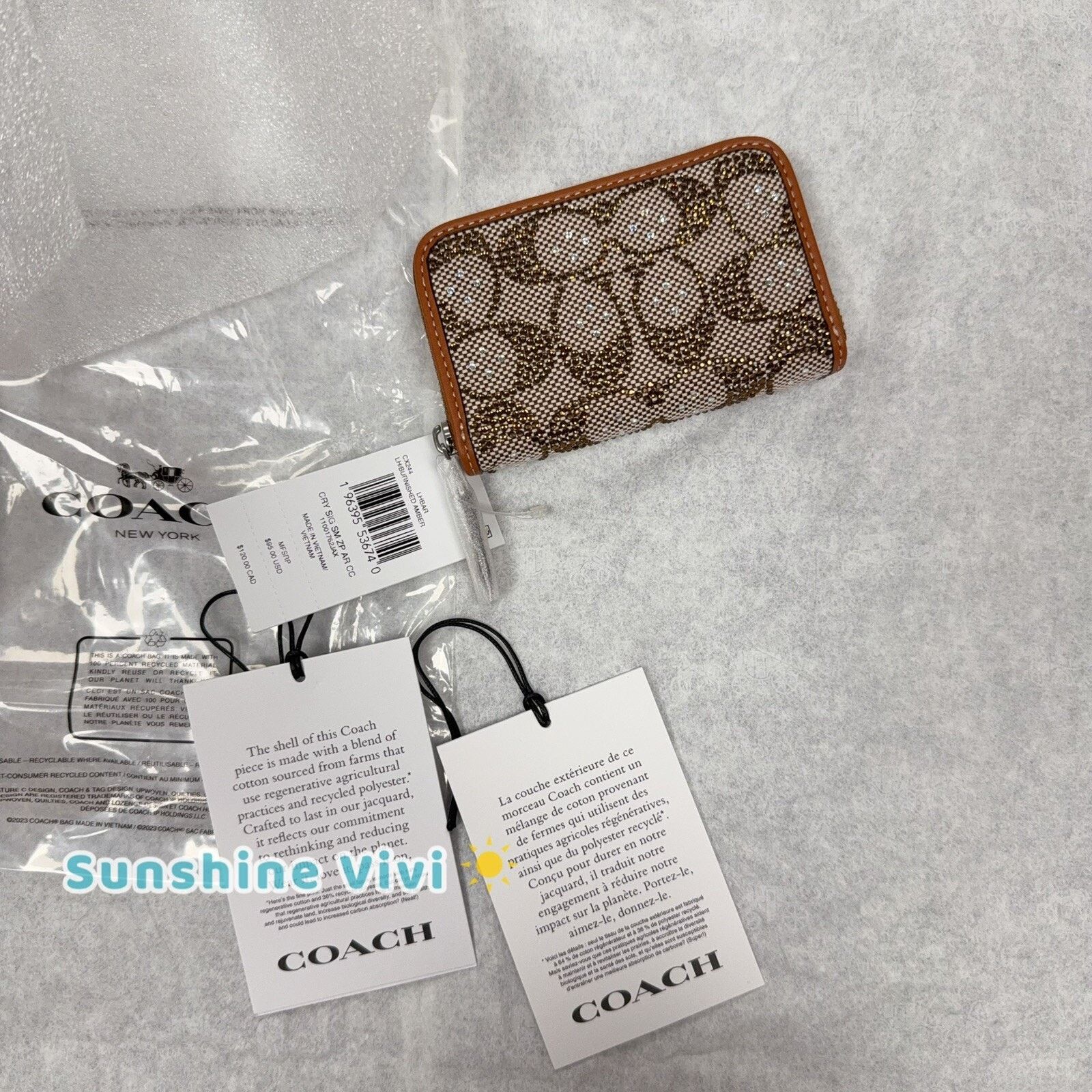 Coach NWT Coach Essential Small Zip Around Crystal Wallet CX244 Size ONE SIZE - 4 Thumbnail