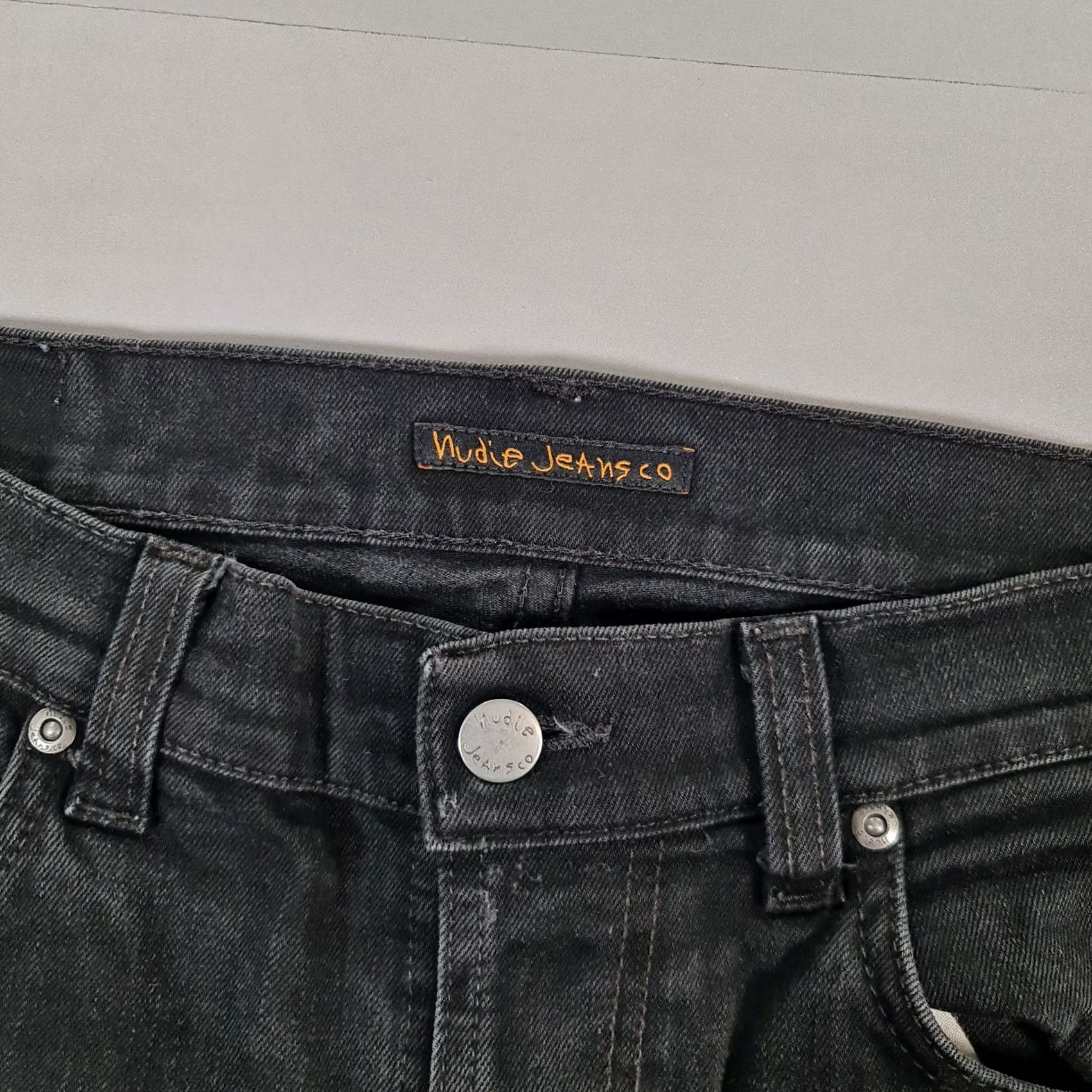 Denime Nudie Mens Jeans Black W34 L31 Lean Dean Tapered Stretch Denim - Slim Fit Size US 34 / EU 50 - 3 Thumbnail