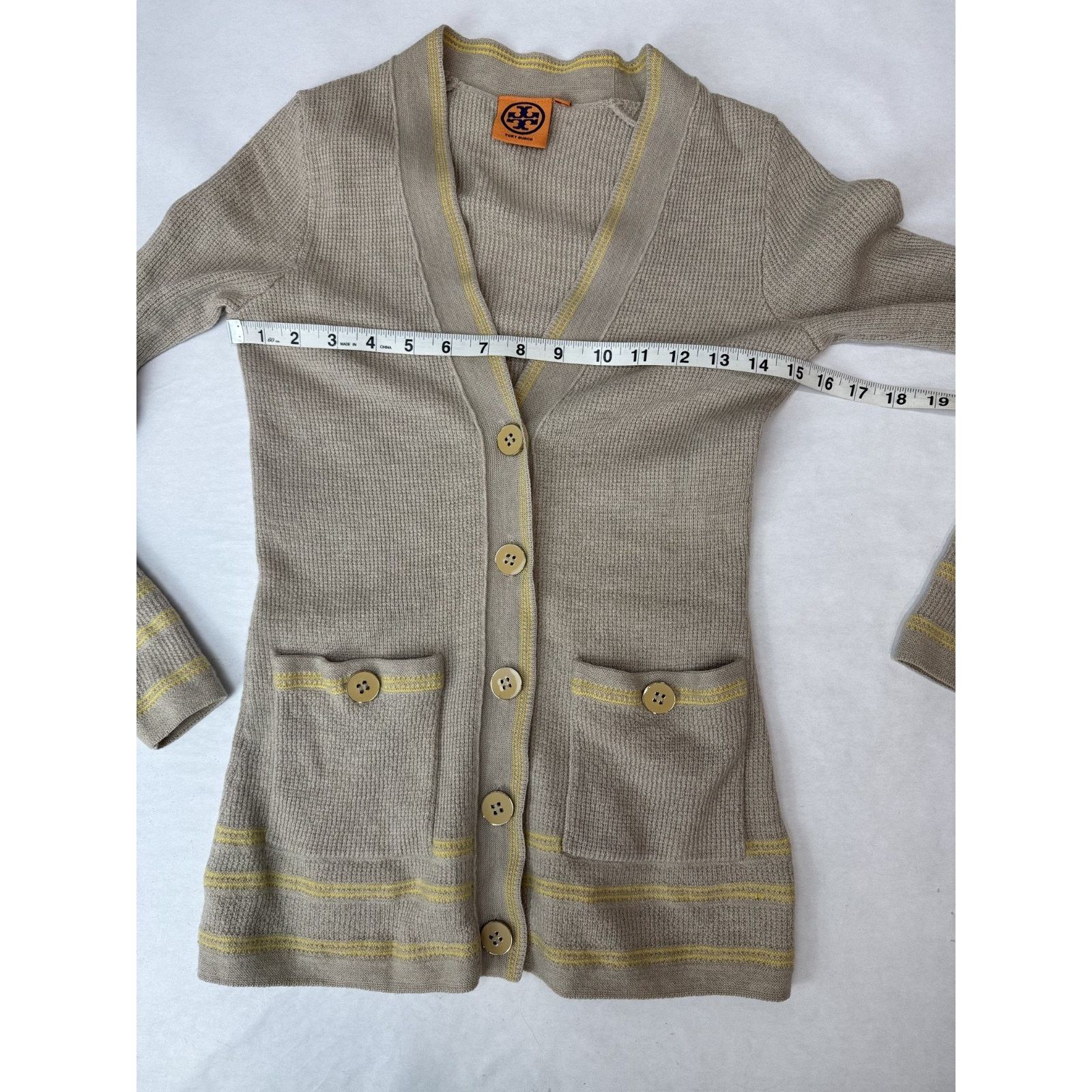 Tory Burch Tory Burch Cardigan Merino Wool Preppy Classic Beige XS Size XS / US 0-2 / IT 36-38 - 3 Thumbnail