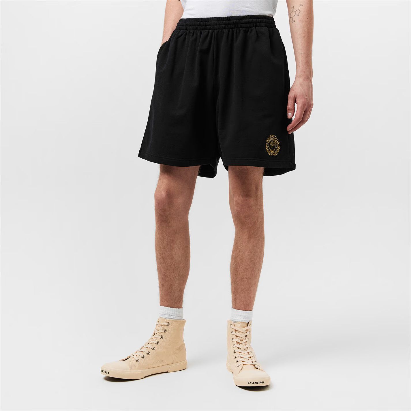 Balenciaga o1g2r1mq0226 Jersey Fleece Jogger Shorts In Black Size US 32 / EU 48 - 3 Thumbnail