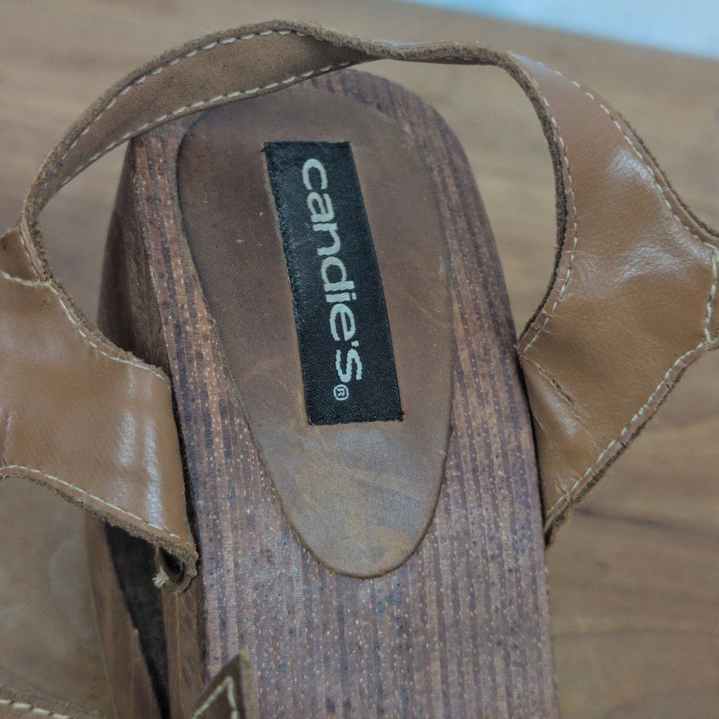 Vintage Vintage Candie's Wooden Platform Strappy Sandal Heels 8.5M Size US 8.5 / IT 38.5 - 8 Thumbnail