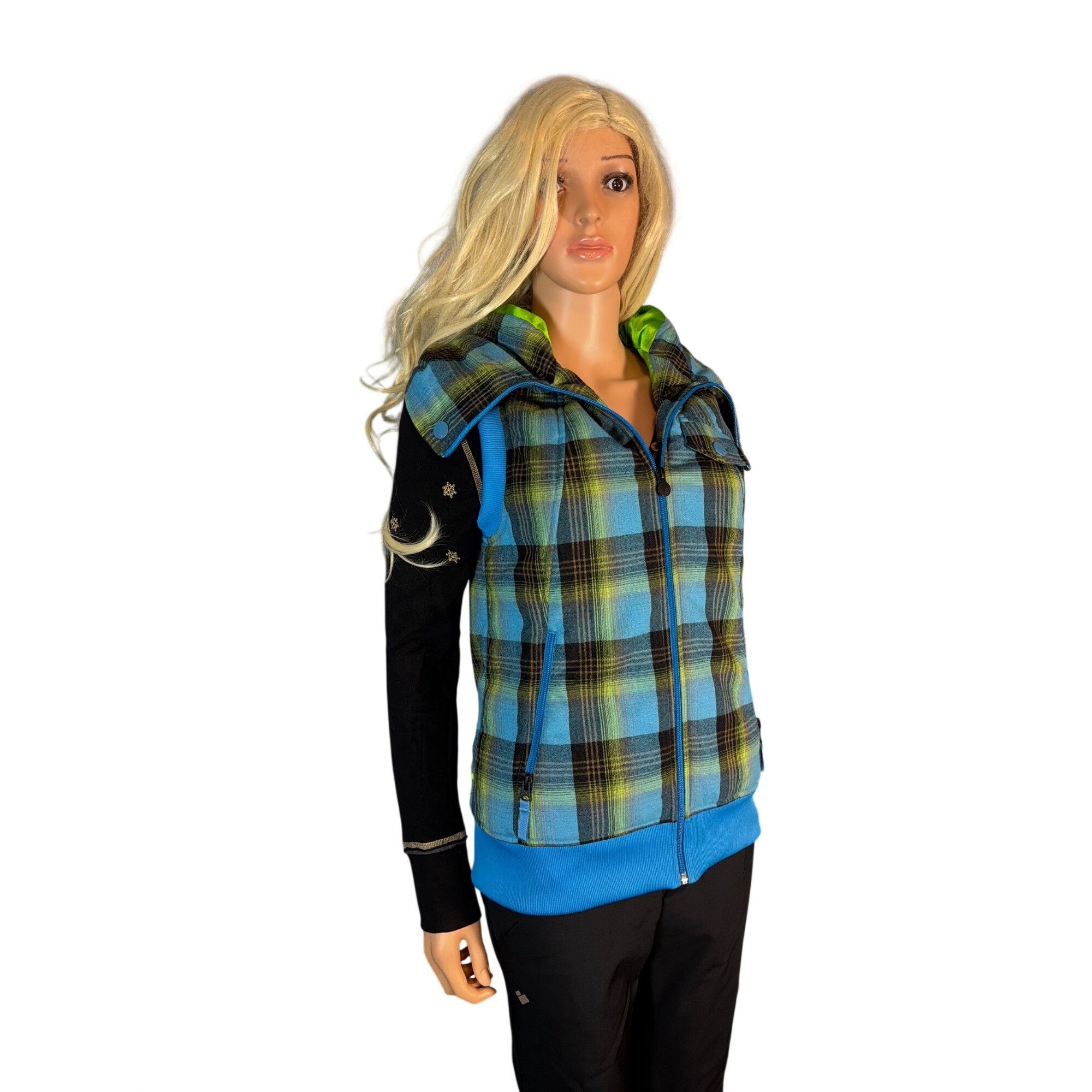 Burton Burton Dryride Vest Women’s S Blue Green Plaid Zip Up Hoodie Size S / US 4 / IT 40 - 18 Thumbnail