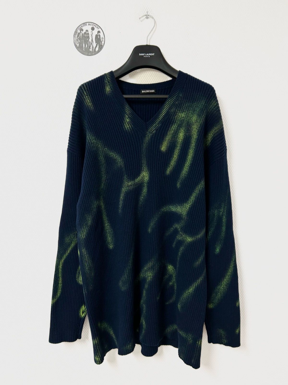 Balenciaga Resort 2020 “Flame” Spray-Paint Airbrush Graffiti Knit Size US S / EU 44-46 / 1 - 1 Thumbnail