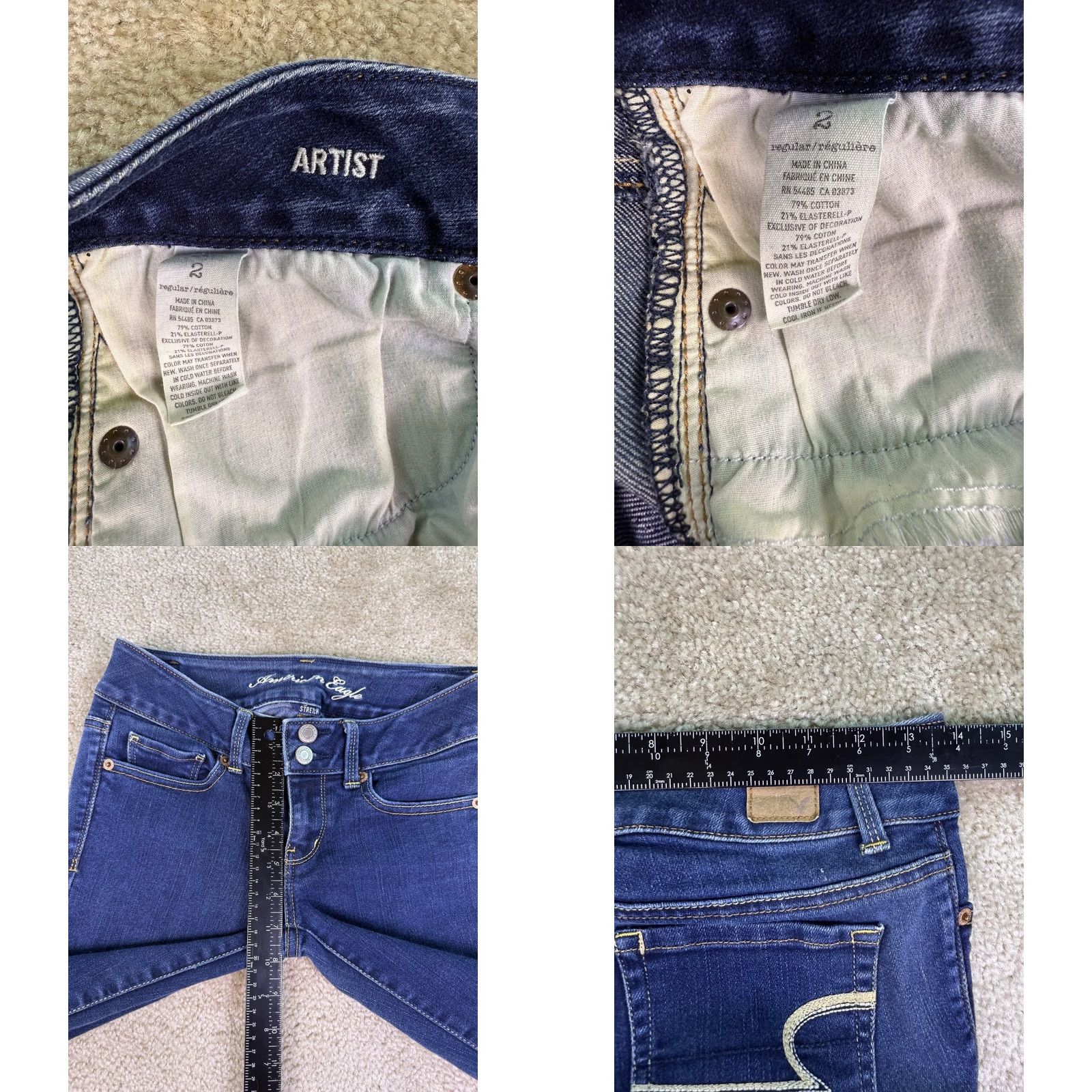 American Eagle Outfitters American Eagle Womens Jeans Artist Crop Blue 2 Stretch Dark Wash C928 Size 26" / US 2 / IT 38 - 8 Thumbnail
