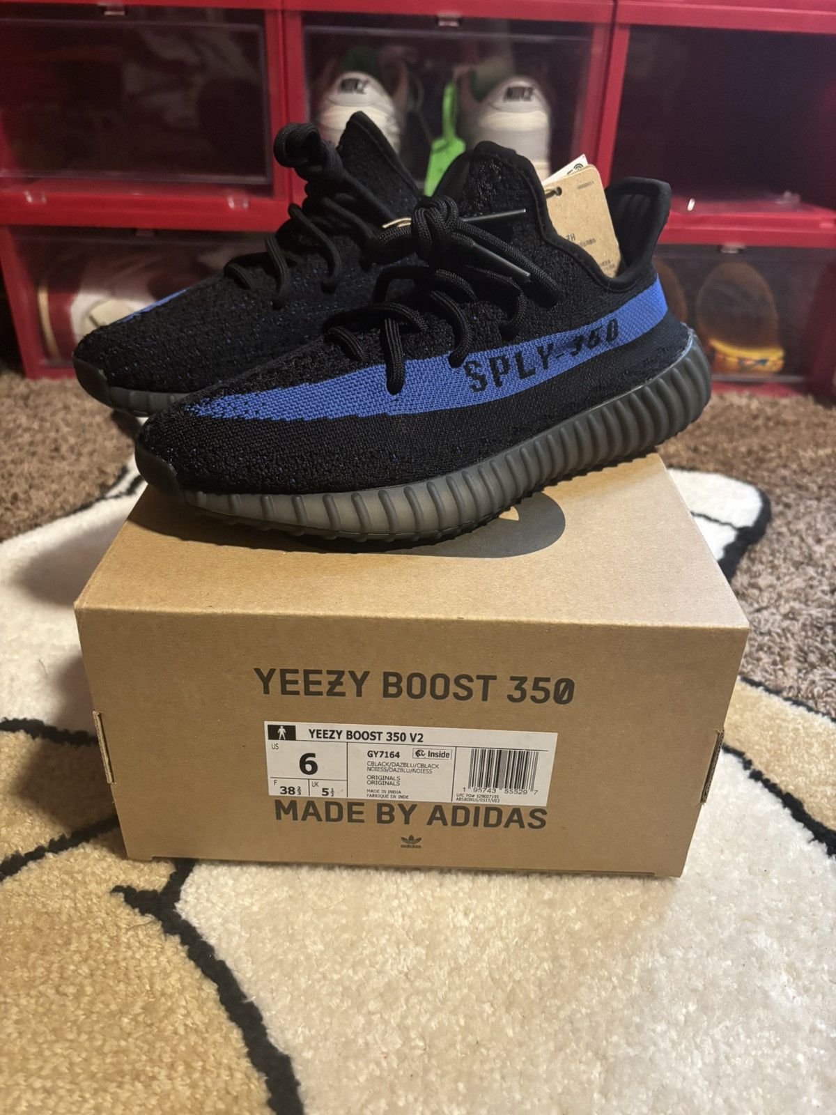 image of Adidas Yeezy 350 V2 Dazzling Blue Size 6 Shoes in Black, Men's