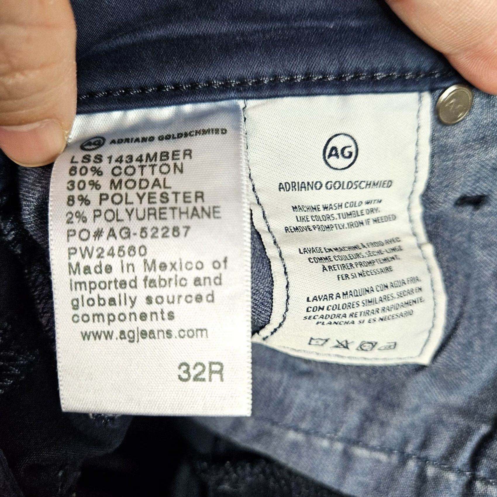Vintage AG Adriano Goldschmied Prima Cigarette Leg Pants Womens 32R Navy Blue Casual Everyday Modern Regular Jeans Trousers Size 24" / US 00 / IT 34 - 7 Thumbnail