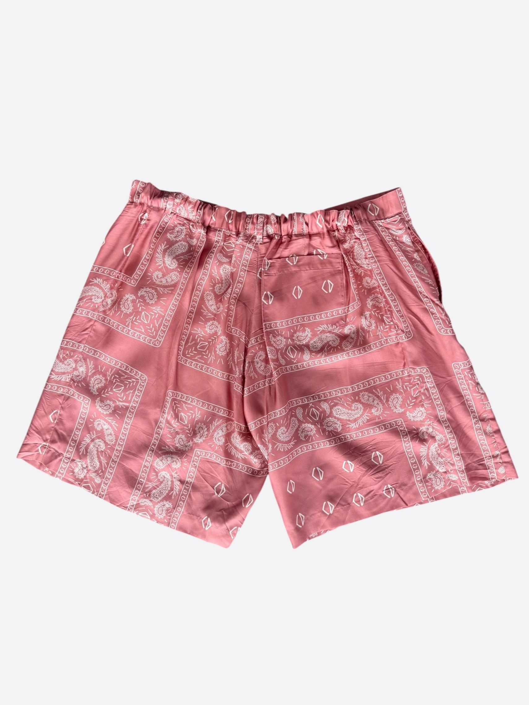 Dior Cactus Jack Pink & White Diamond Bandana Print Silk Shorts Size US 40 / EU 56 - 2 Thumbnail