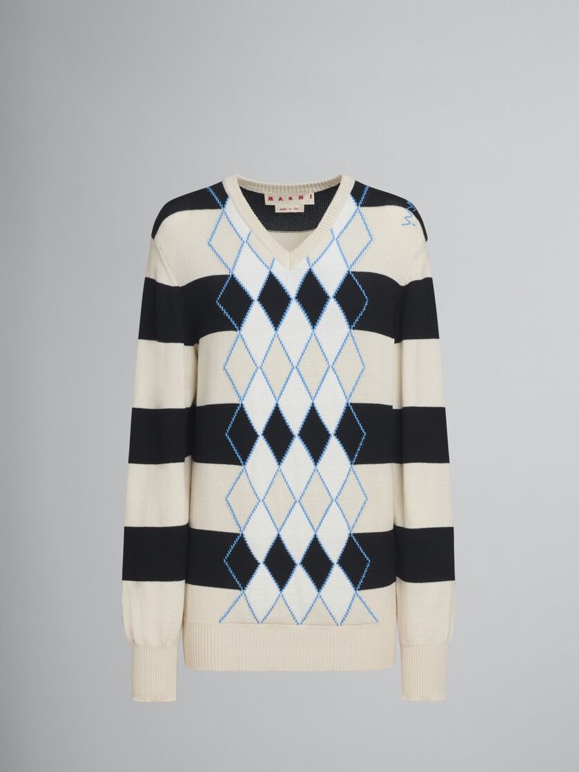 o1f1d3z0326 Striped Argyle Jumper in Multicolor
