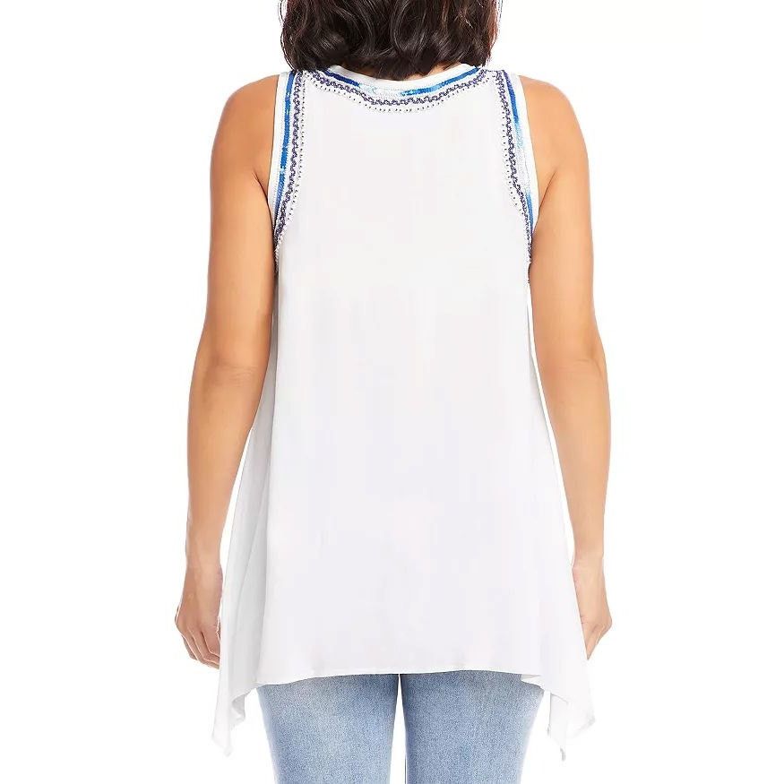 Other KAREN KANE Women’s V-neck Tunic Tank Top With Blue Trim | XS Size XS / US 0-2 / IT 36-38 - 2 Thumbnail