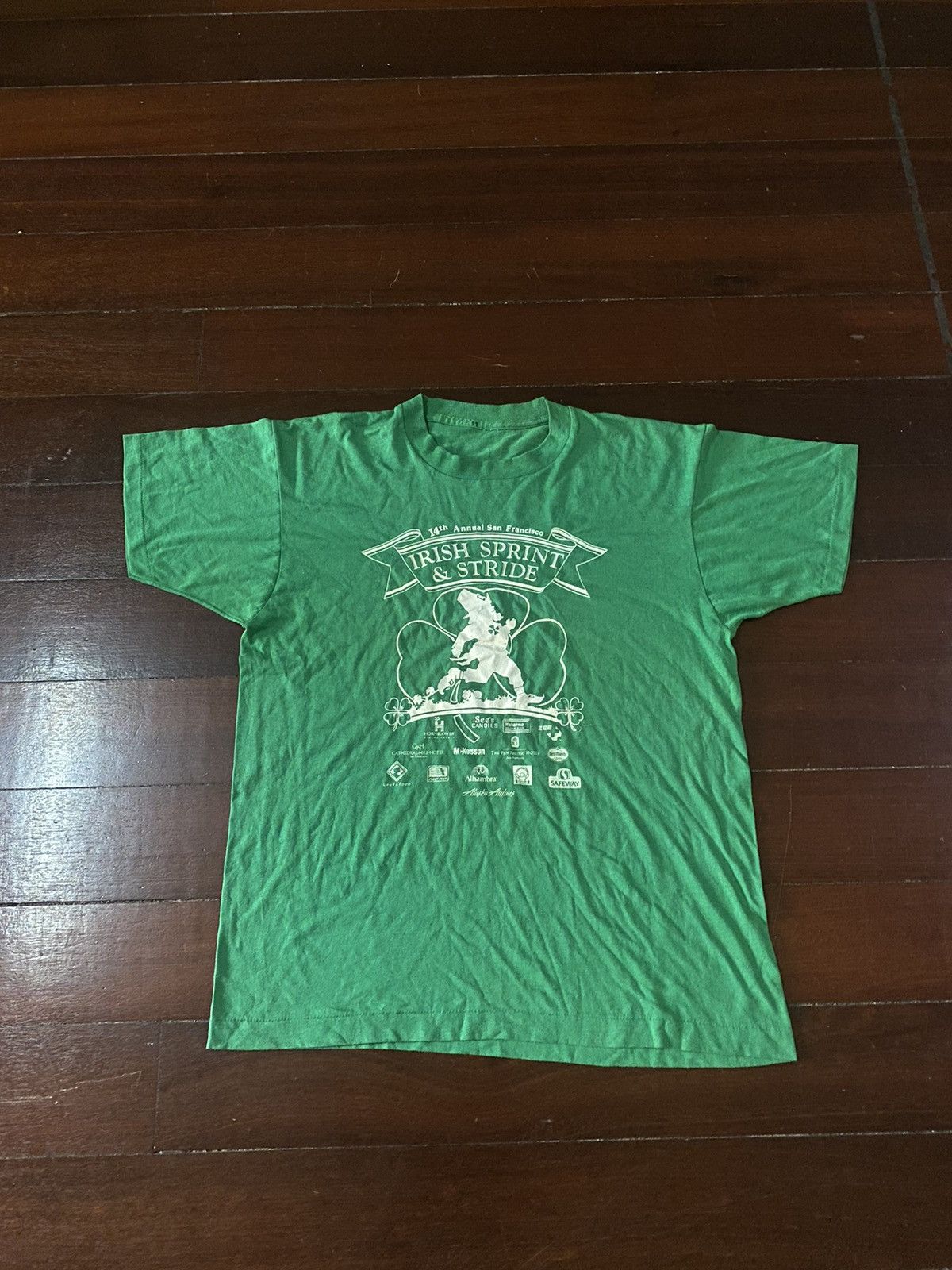 image of Band Tees x Vintage Fire Vintage 90's Irish Sprint Stride Fifty - Fifty in Green, Men's (Size Large