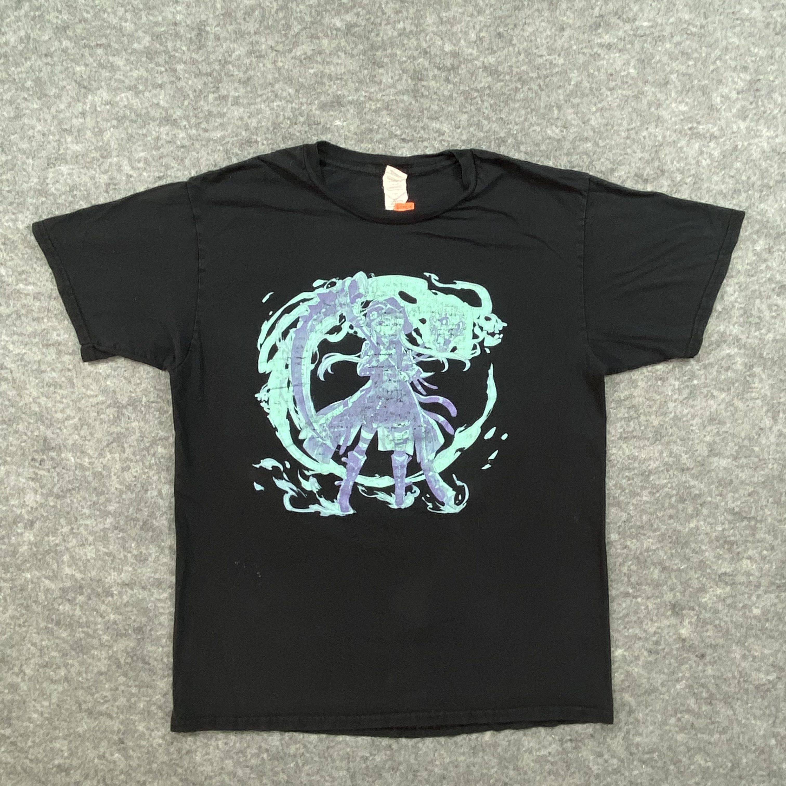 Anime Anime Girl Graphic Tee Distressed Print Fade Style-M084 Size US L / EU 52-54 / 3 - 1 Thumbnail