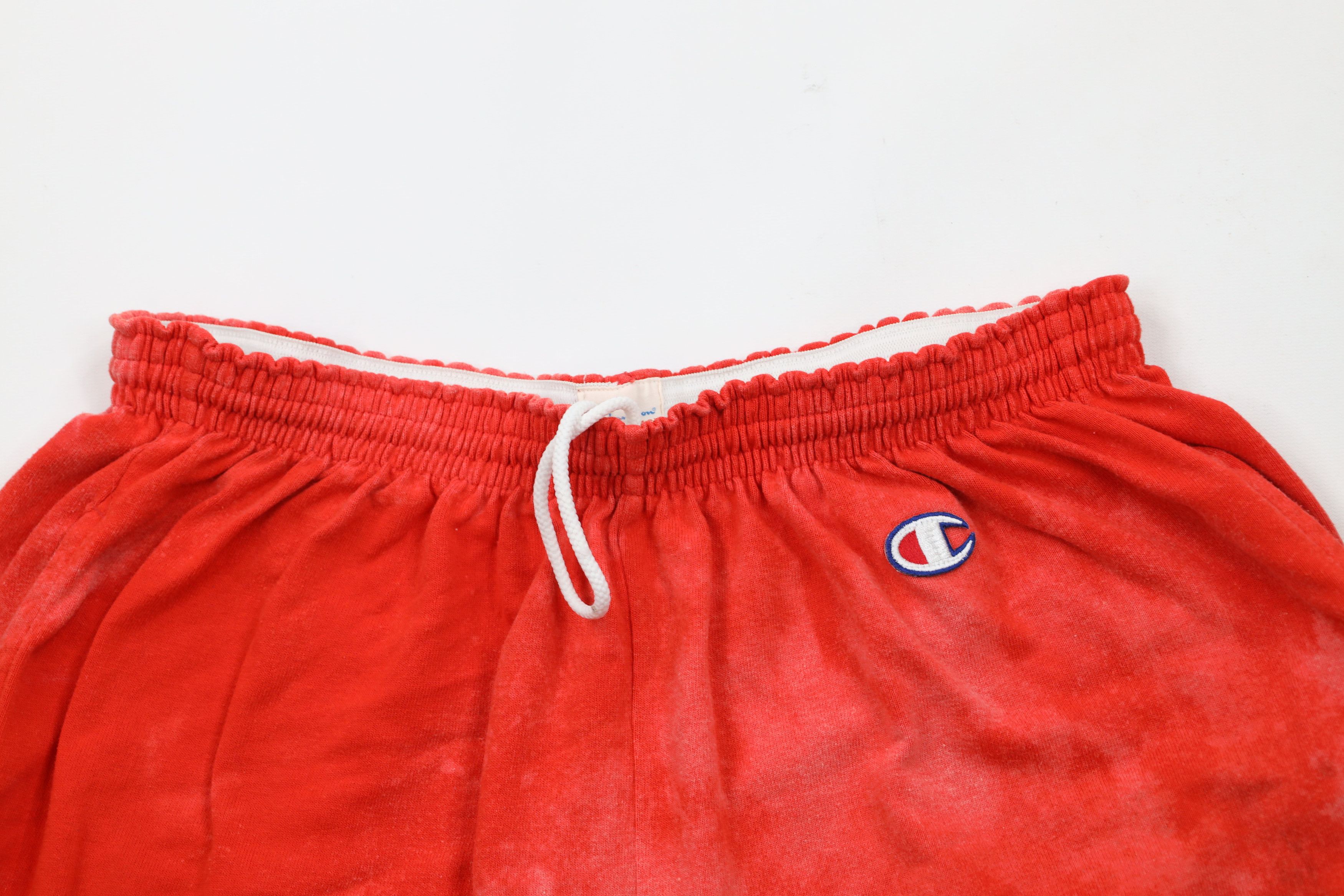 Champion × Vintage Vintage 90s Champion Spell Acid Wash Heavyweight Shorts Red Size US 38 / EU 54 - 2 Thumbnail