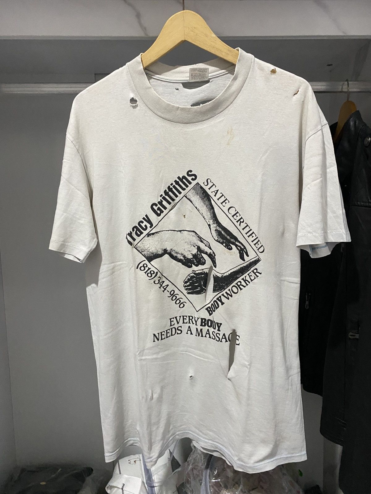 Vintage Vintage 80s TracyGriffiths Massage Disstressed AA0086 Size US L / EU 52-54 / 3 - 1 Thumbnail