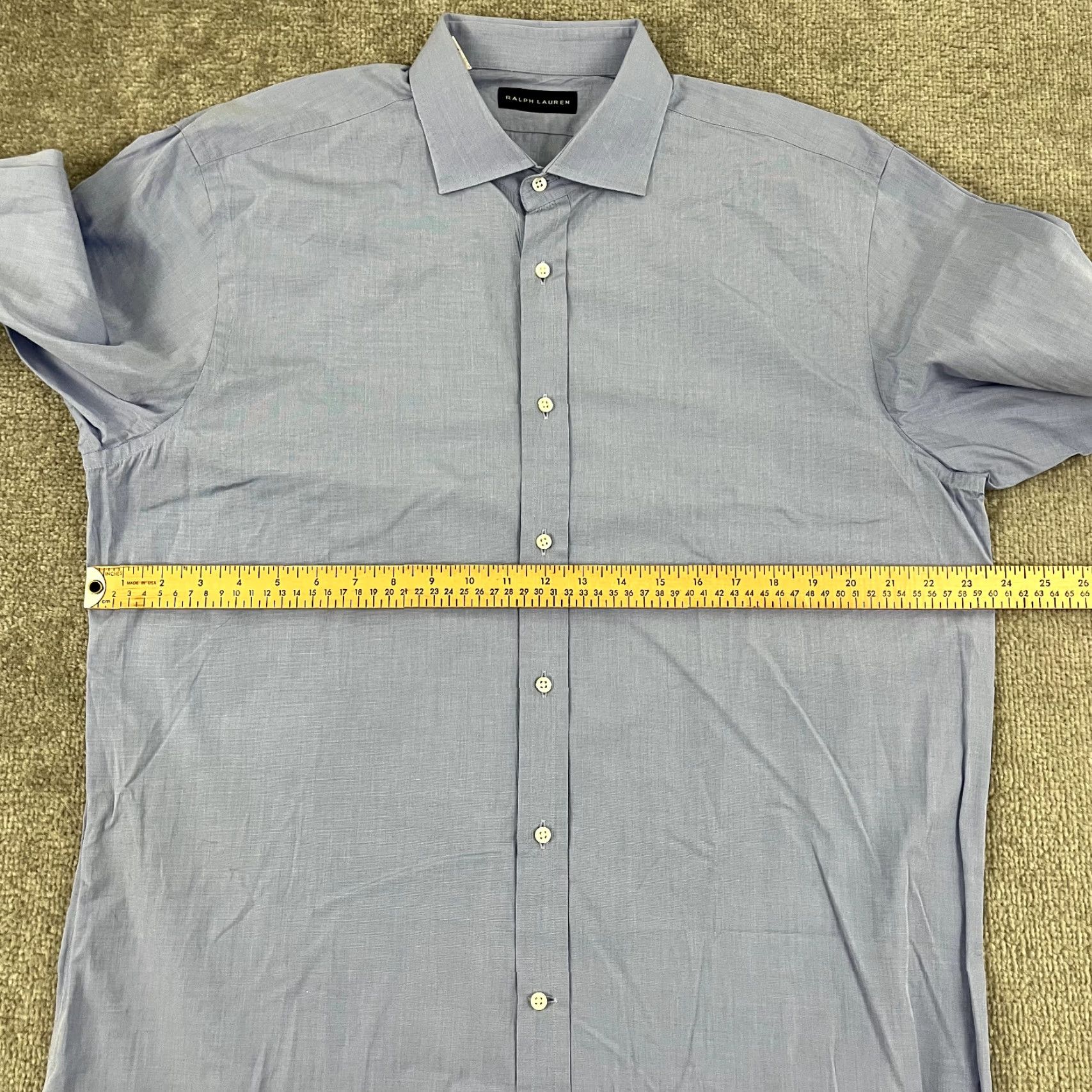 Ralph Lauren Black Label Shirt Mens 17 Blue Dress Shirt Cotton Button Up  Preppy
