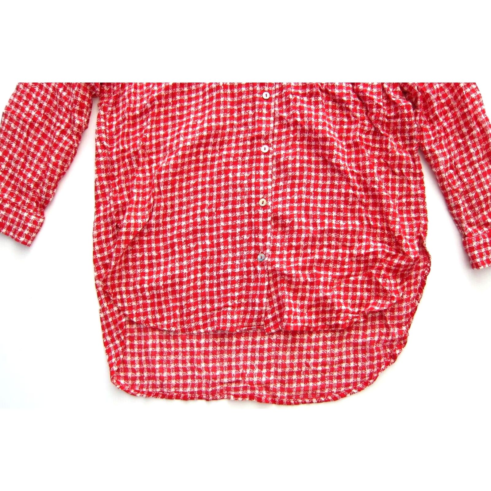 Vintage VINTAGE Grand & Greene Anthropologie Blouse Shirt Red Plaid 100% Rayon S Womens Buttons Down Long Sleeve Collared Size S / US 4 / IT 40 - 6 Thumbnail