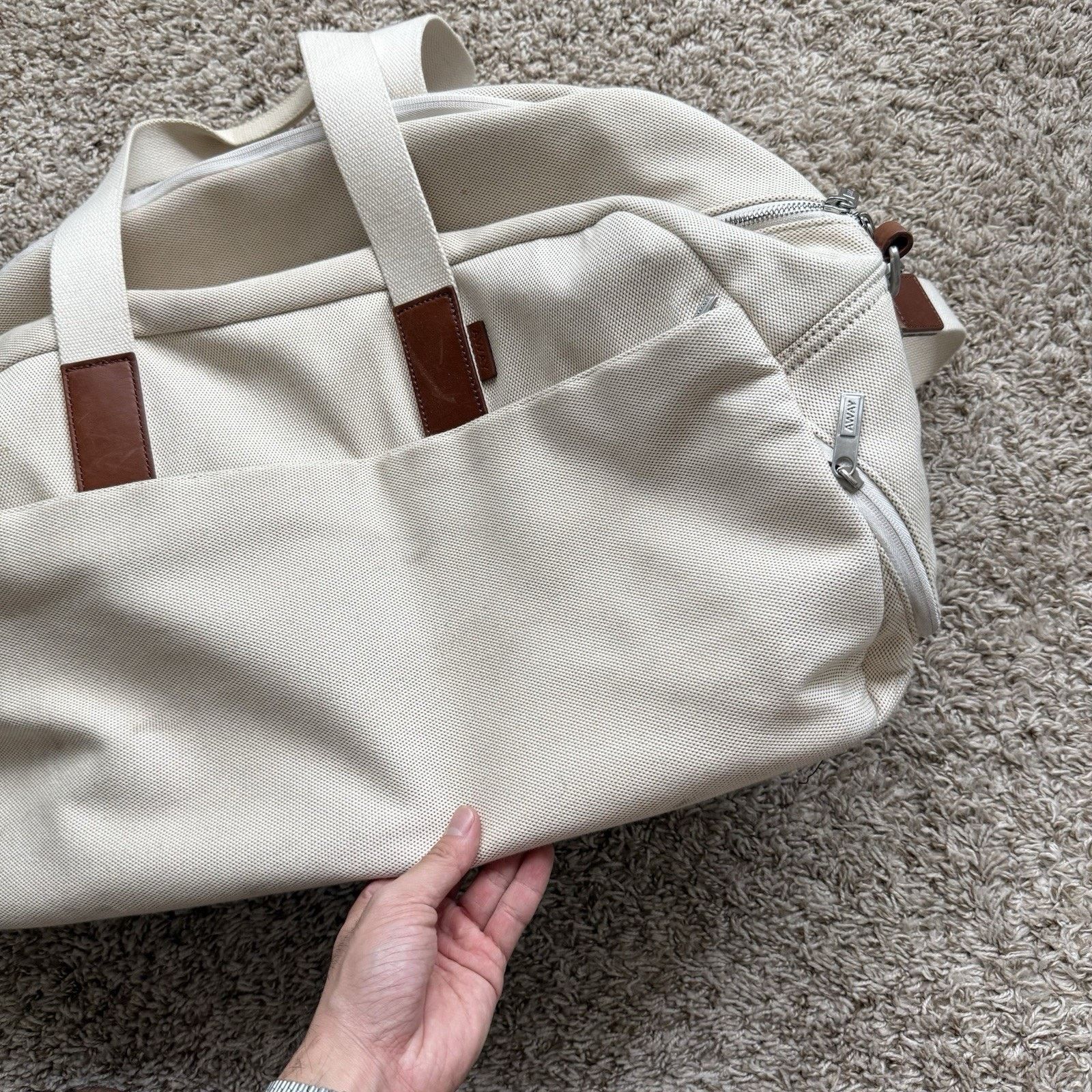 Away Travel Away The Everywhere Weekender Canvas Duffle Bag White Brown Size ONE SIZE - 12 Thumbnail