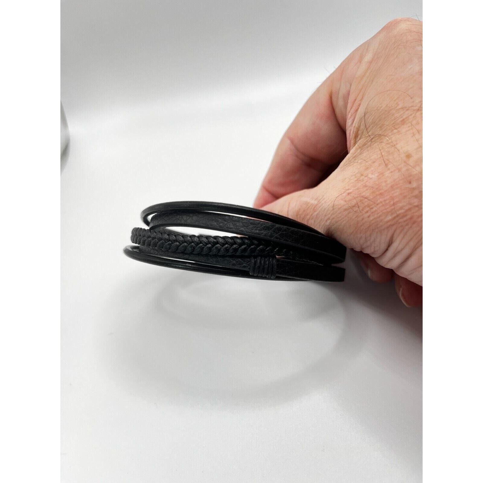 The Unbranded Brand Black Leather Bracelet Artisan Handcrafted Double Strand Size ONE SIZE - 3 Thumbnail