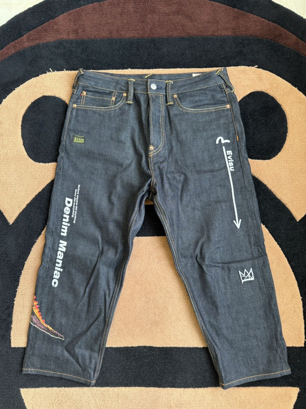 Evisu × Vintage EVISU dinosaur embroidery daicock style jeans！size：32x22 Size US 32 / EU 48 - 2 Thumbnail