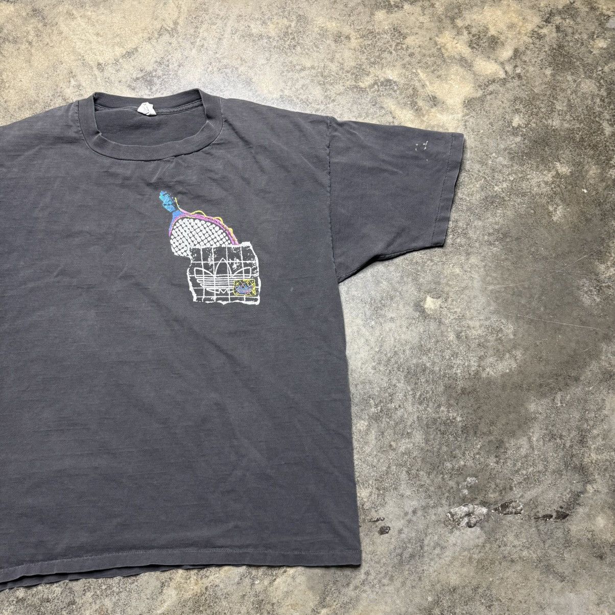 Adidas vintage 80s adidas tennis faded black baggy tshirt Size US XL / EU 56 / 4 - 6 Thumbnail