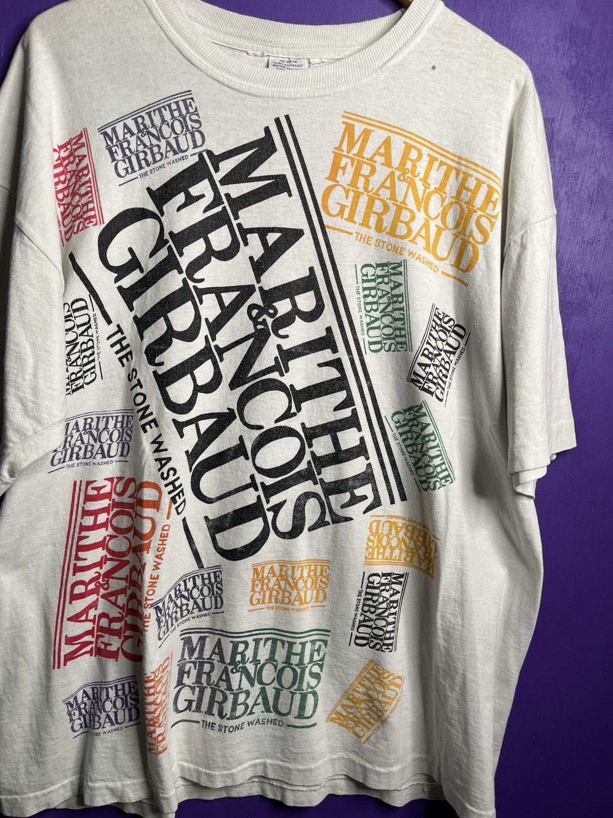 Marithe + Francois Girbaud Vintage 90s Marithe Francois Girbaud logos AOP tee Size US XL / EU 56 / 4 - 3 Thumbnail