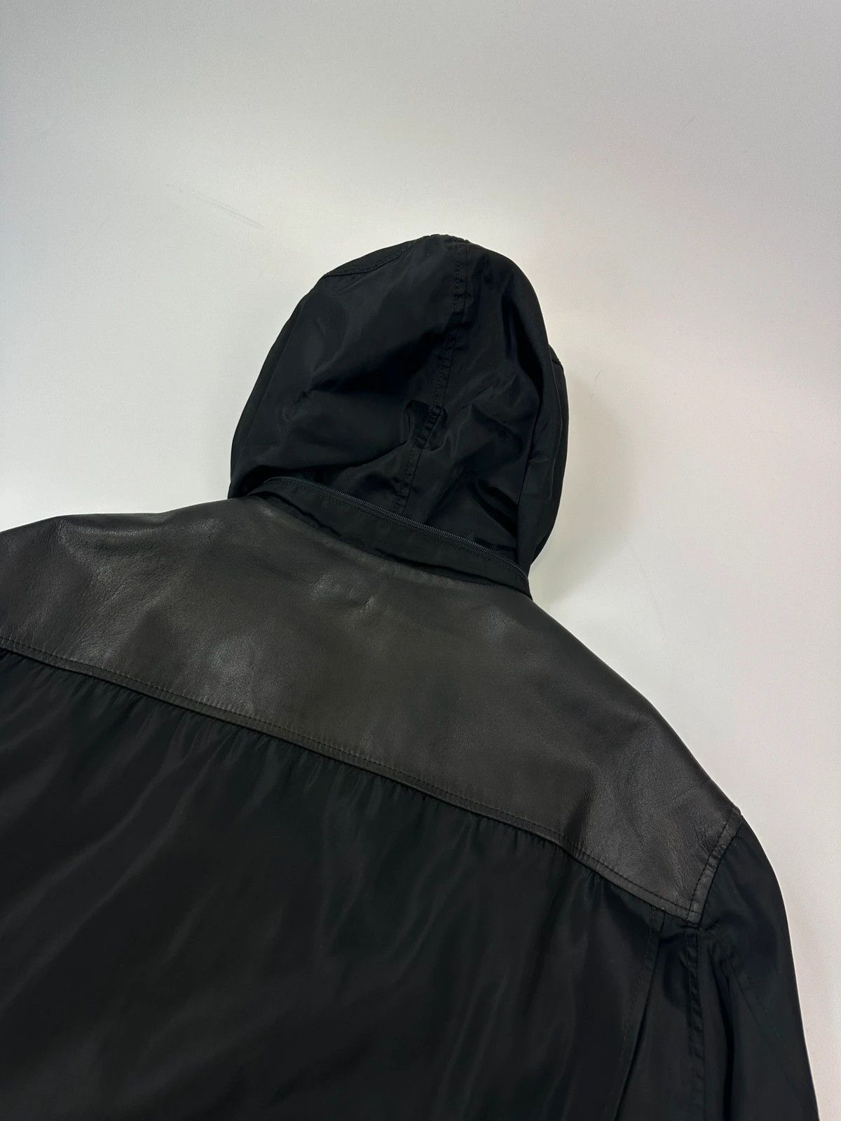 Prada Prada Milano FW97 Black Nylon & Leather Parka Long Coat Size US L / EU 52-54 / 3 - 8 Thumbnail