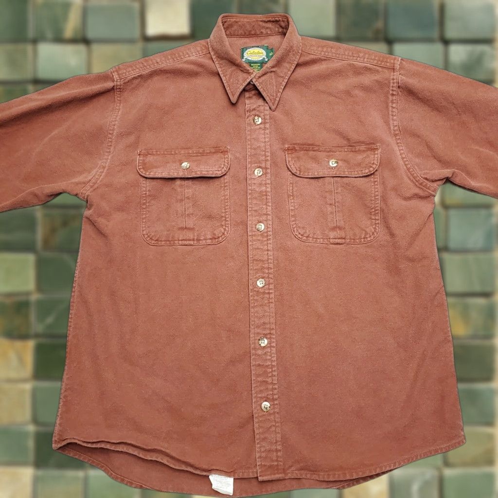 Vintage VINTAGE Cabela's Chamois Shirt Men L Red Flannel Heavyweight Button-Up Long Sleeve Casual Outdoor Cotton Logo: N/A Size US L / EU 52-54 / 3 - 1 Thumbnail